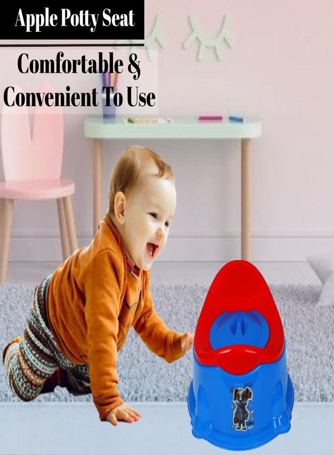 Nabhya Apple Potty Toilet Trainer Seat with Removable Bowl And Closing Lid and High Back Support for 6-18 Month Toddler Boys Girls (Blue & Red) - Image 3