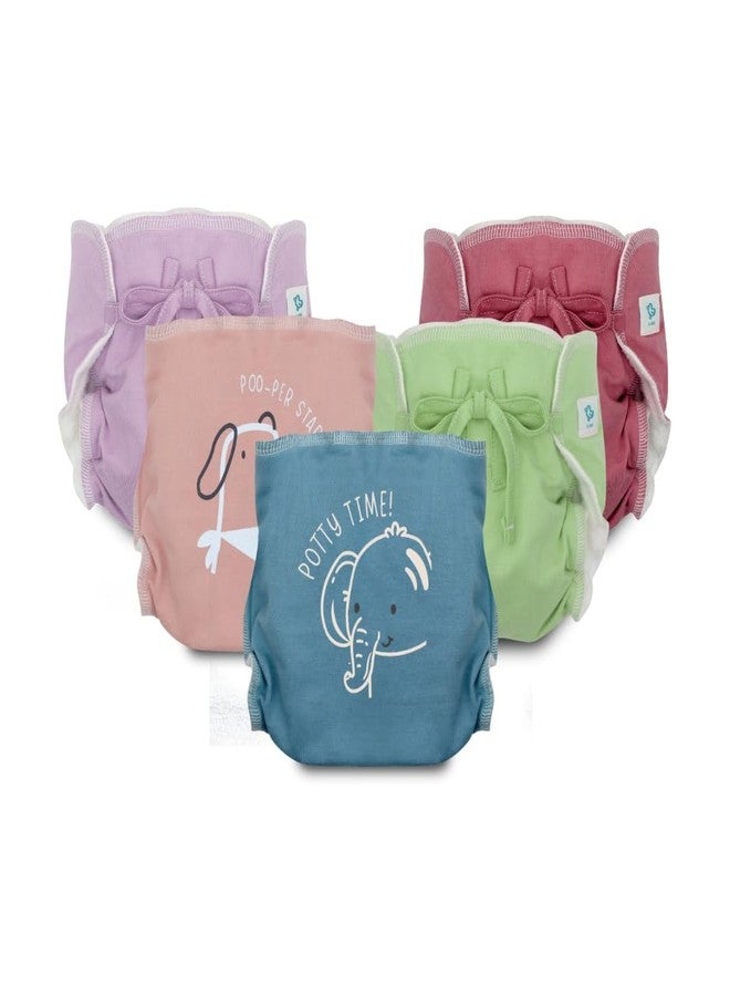 A Toddler Thing Ultra Nappies 2.0 with Dry Feel|Padded Underwear|Reusable Cotton Nappy, Langot|Double Gussets for Leak Protection|Superior Absorption|Potty Party|0-3m|Pack of 5 - Image 1