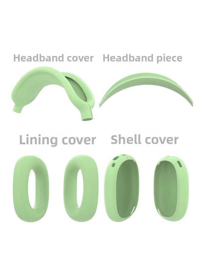 Generic - Suitable For Apple AirPods Max Earphone Case Protective Cover Soft Silicone Bluetooth Headset Protective Case-Color:Matcha Green 4-piece Set (shell Cover*1 Pair+head Beam Cover*1+ear Cushion Cover*1 Pair+headband Piece*1)-Applicable Models:Airpods Max/max 0.1kg Shared Protective Case - Image 1