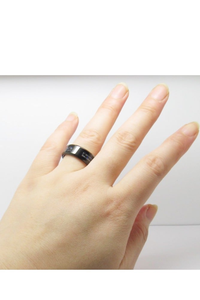 روماد خاتم عصري من الفولاذ المقاوم للصدأ وألياف الكربون، مقاس 8 مم بتصميم مشطوف أنيق - Image 3