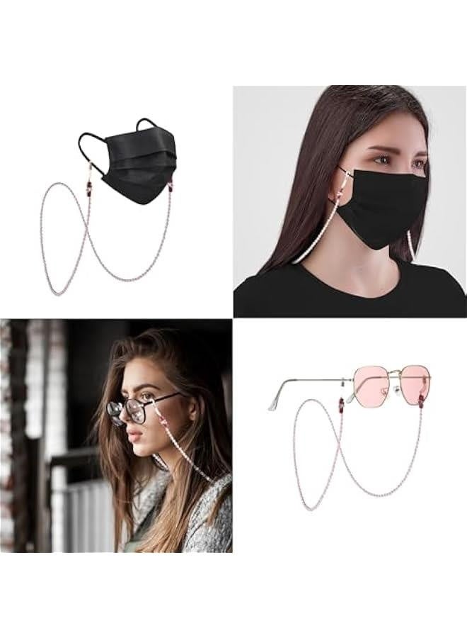 Pearl Eyeglass Chain Anti-slip and Anti-Falling Glasses Chain Eyeglasses String Holder for Women & Girls Sunglasses Mask Necklace Lanyard(Pink) - Image 3