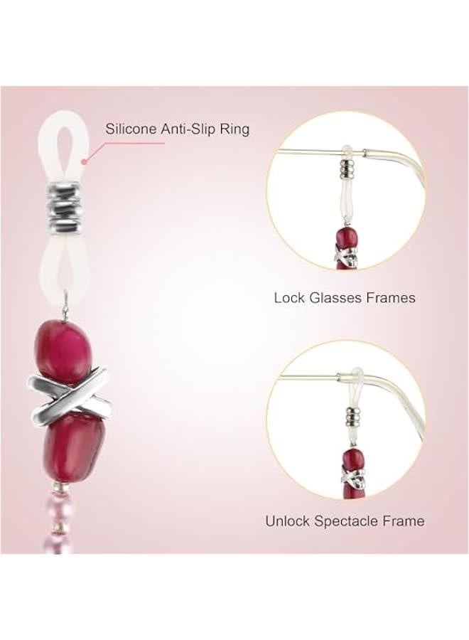 Pearl Eyeglass Chain Anti-slip and Anti-Falling Glasses Chain Eyeglasses String Holder for Women & Girls Sunglasses Mask Necklace Lanyard(Pink) - Image 5