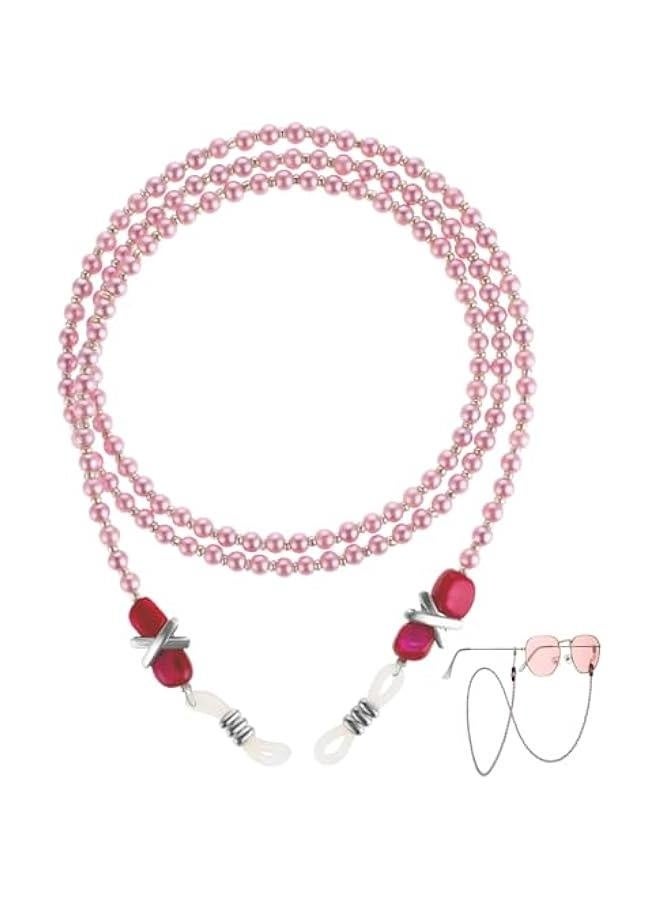 Pearl Eyeglass Chain Anti-slip and Anti-Falling Glasses Chain Eyeglasses String Holder for Women & Girls Sunglasses Mask Necklace Lanyard(Pink) - Image 1