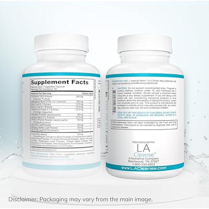 LA Cleanse Kidney Support Supplement - 60 Capsules - 200 mg Cranberry Extract with Astragalus Root, Uva Ursi Leaf Powder, & Chanca Piedra Powder for Kidney Detox Cleanse & Overall Urinary Wellness - Image 2
