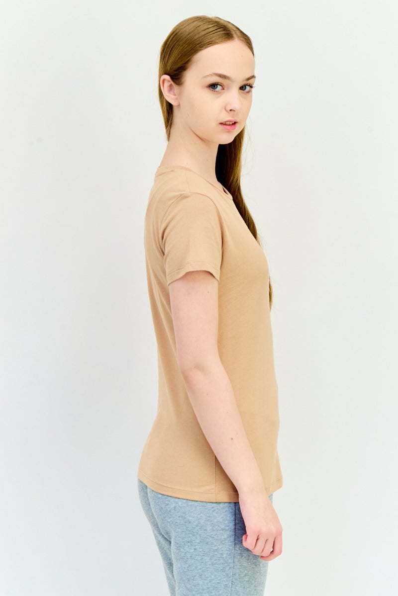 PUMA Women Sportswear Fit Short Sleeves Outdoor T-Shirt, Tan  - Image 2