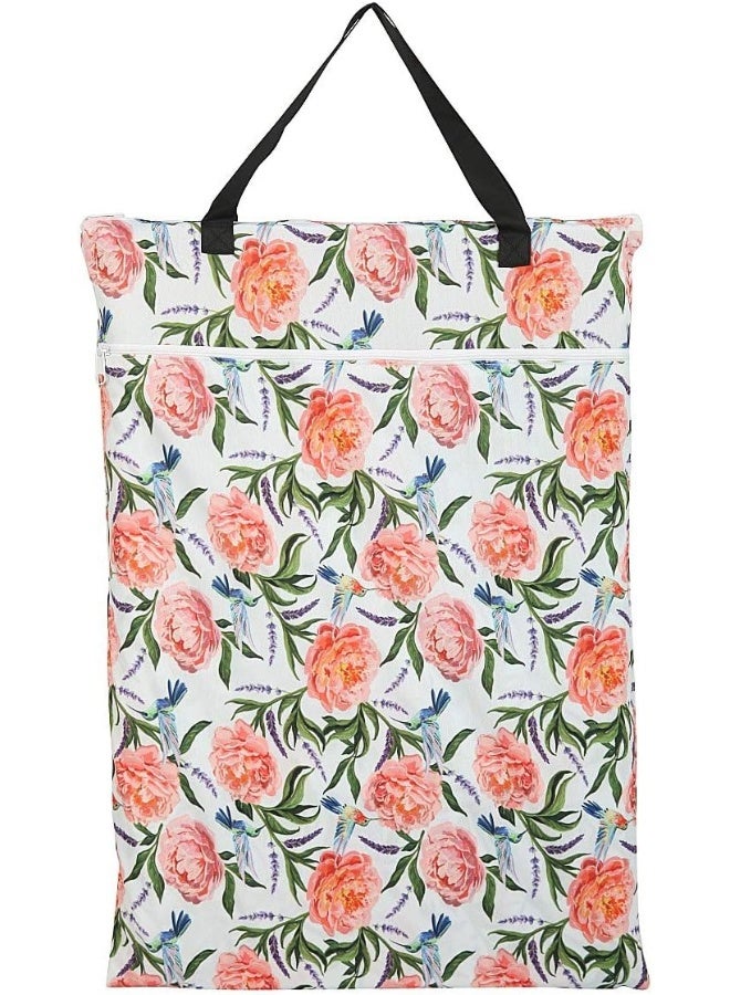 Hibaby (Humming Bird) - Large Hanging Wet/Dry Cloth Nappy Pail Bag for Reusable Nappies or Laundry