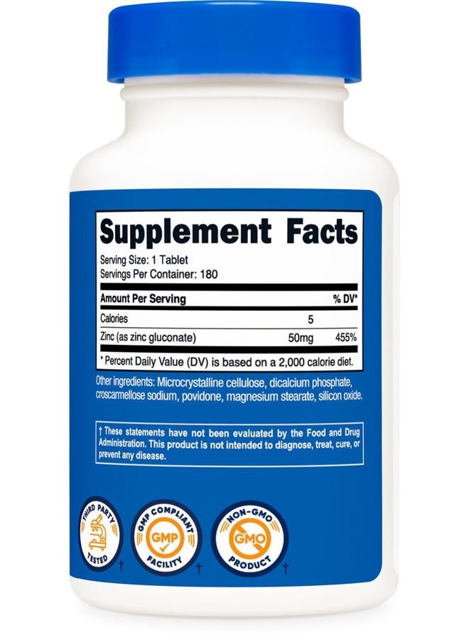 Nutricost Zinc Gluconate 50mg, 180 Tablets - GMO-Free - Image 5