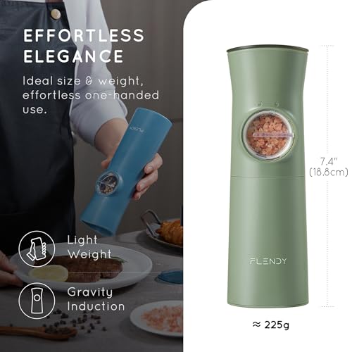 Flendy Gravity Electric Salt and Pepper Grinder Set Rechargeable, Automatic Salt and Pepper Grinder Set with USB C Charging Base, Gravity Salt and Pepper Shakers Set Electric - Image 3