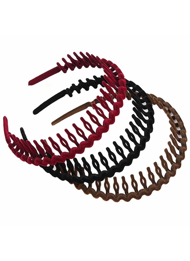 Teensery Teensery 6 Pcs Velvet Comb Headbands Long Tooth Wavy Hair Bands NonSlip Hair Hoop Headwear Hair Accessories for Women and Girls 
