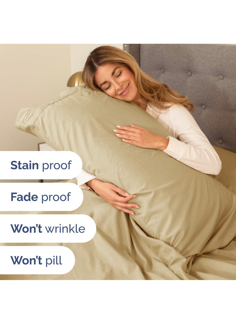 Extra Deep Split King Sheet Set - 7 Piece Breathable & Cooling Sheets - Hotel Luxury Bed Sheets Set - Easy & Secure Fit - Soft  Wrinkle Free & Comfy Sheets Set - Beige Sheet Set w/Extra Deep Pockets