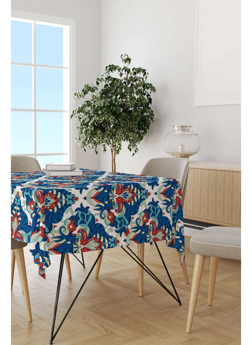 Cango Home Blue Red Ethnic Motif Patterned Digital Printed Tablecloth OTYK540-MS