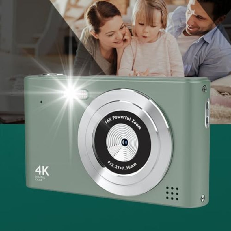 Vlog Camera for home use, dual cameras digital camera with 16x zoom and 48MP resolution, green plastic body, lightweight and portable design - Image 4