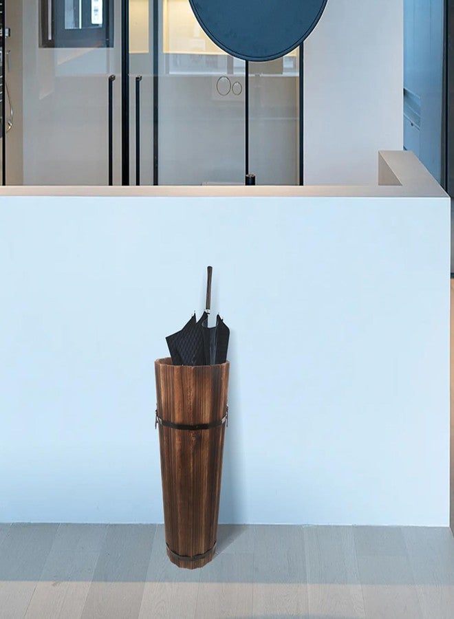 بريتي زووم حامل مظلات خشبي متين من بريتي زوم، حامل مظلات طويل، دلو تخزين مظلات - Image 5