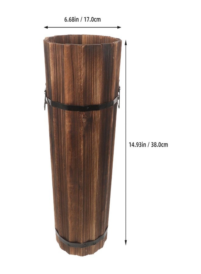 بريتي زووم حامل مظلات خشبي متين من بريتي زوم، حامل مظلات طويل، دلو تخزين مظلات - Image 2