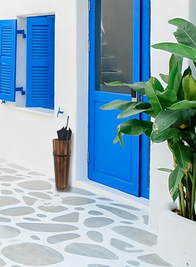 بريتي زووم حامل مظلات خشبي متين من بريتي زوم، حامل مظلات طويل، دلو تخزين مظلات - Image 4