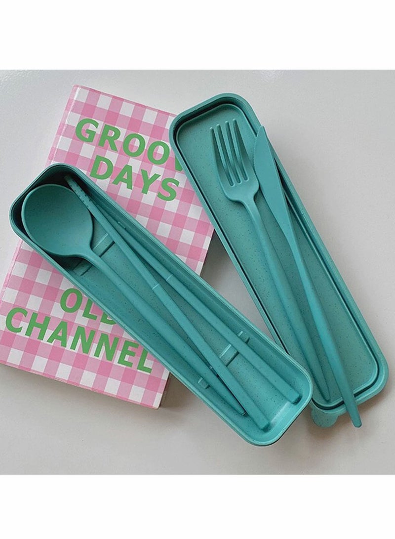 Excefore Wheat Straw Cutlery, 4 Sets Portable Cutlery Set, Reusable Travel Flatware Set, for Lunch Boxes Workplace Camping School Picnic or Daily Use(4 Colors, With Storage Box)  - Image 2