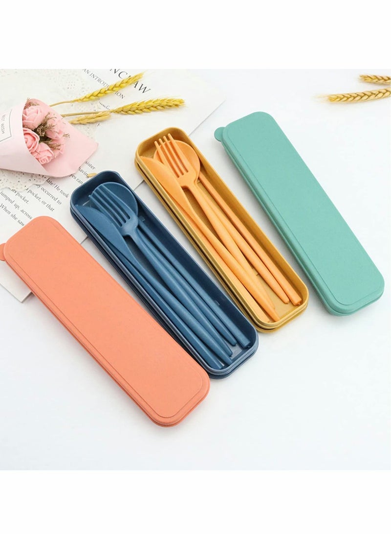 Excefore Wheat Straw Cutlery, 4 Sets Portable Cutlery Set, Reusable Travel Flatware Set, for Lunch Boxes Workplace Camping School Picnic or Daily Use(4 Colors, With Storage Box)  - Image 5