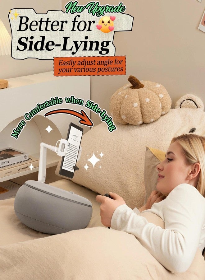 SAIJI Tablet Holder Pillow, Kindle Holder Compatible with 4.7-15.6” Kindle, Phone, Portable Monitor, 360° Adjustable Tablet Stand for Bed with Flexible Dual Axis Arm&Microbead Cushion (Grey) - Image 2
