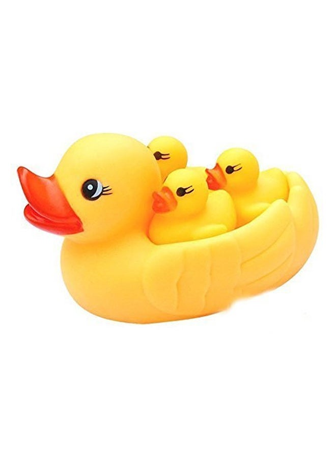 طقم لعبة استحمام للأطفال بتصميم بطة قابل للضغط مكون من 4 قطع