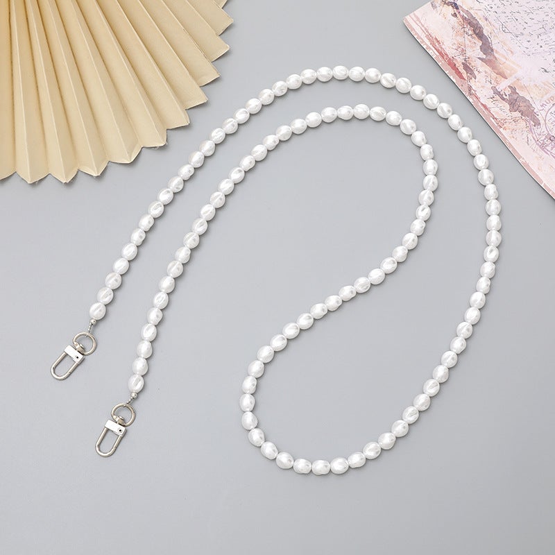 Elegant Crystal Pearl Phone Case Lanyard K1706 Twist Pearl Crossbody - Image 1
