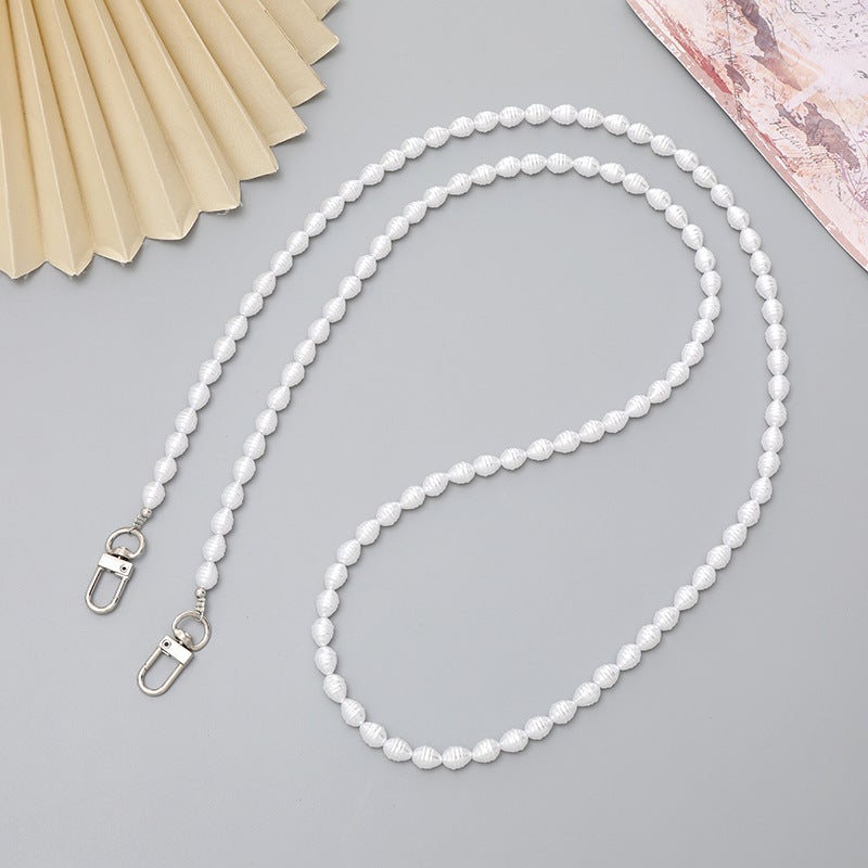 Elegant Crystal Pearl Phone Case Lanyard K1706 Twist Pearl Crossbody - Image 2