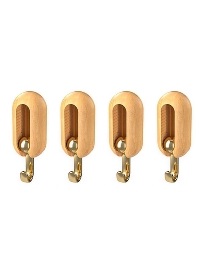 Thoraya 4pcs Self Adhesive Hooks Multipurpose Modern Minimalism Style Punch Free Strong Load Bearing Wall Coat Hooks Nature Wood Color  - Image 1