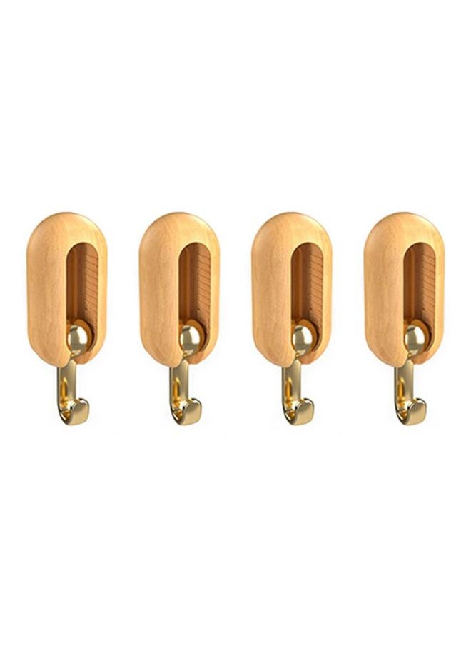 Thoraya 4pcs Self Adhesive Hooks Multipurpose Modern Minimalism Style Punch Free Strong Load Bearing Wall Coat Hooks Nature Wood Color  - Image 2