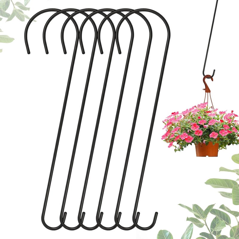 Dapute 6 Packs 24 Inch Long S Hooks for Hanging Plants,Extra Large S Hooks,Metal Bird Feeder Hooks, Rustproof Garden Planter Hanger for Tree Branch, Basket, Lanterns, Wind Chimes, Outdoor Use - Image 1