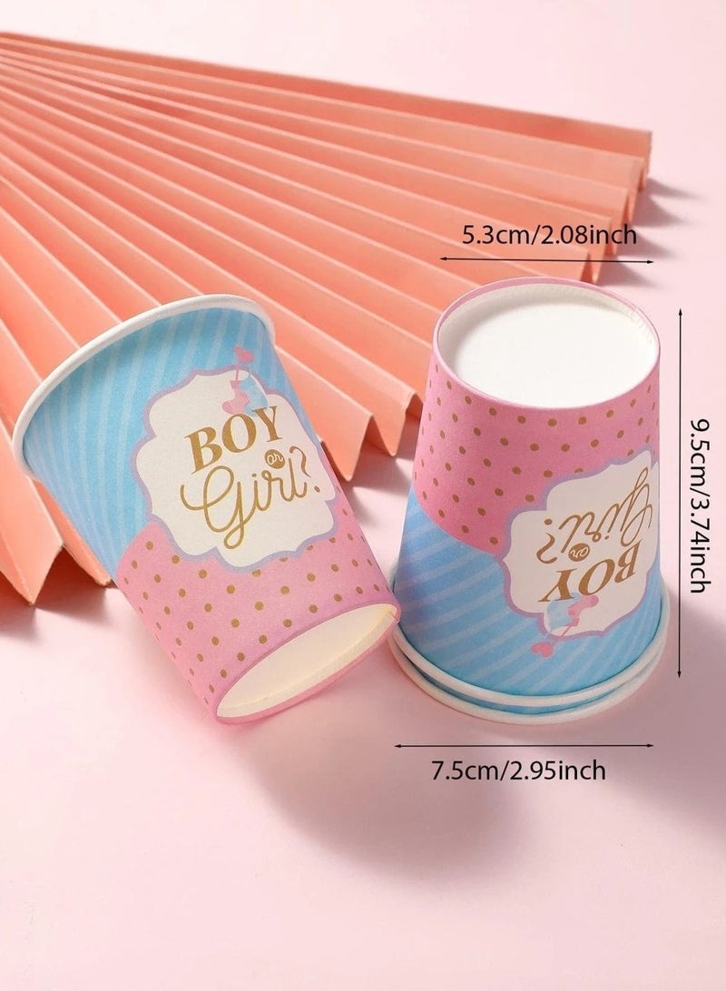 Gender Reveal Party Paper Cups Set 16 Pieces Elegant Pink and Blue Design Perfect for Parties and Special Occasions - Image 2