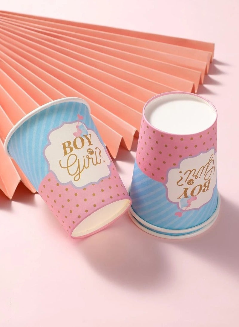 Gender Reveal Party Paper Cups Set 16 Pieces Elegant Pink and Blue Design Perfect for Parties and Special Occasions - Image 3
