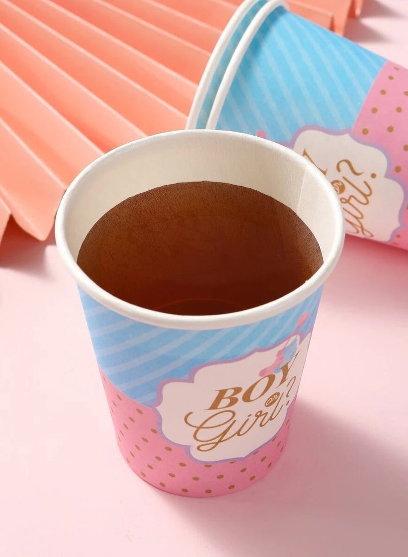 Gender Reveal Party Paper Cups Set 16 Pieces Elegant Pink and Blue Design Perfect for Parties and Special Occasions - Image 4
