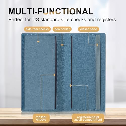 Casmonal Checkbook Covers for Personal Checkbook Holder RFID Blocking Premium Leather Checkbook Cover for Duplicate Checks - Image 2