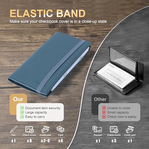Casmonal Checkbook Covers for Personal Checkbook Holder RFID Blocking Premium Leather Checkbook Cover for Duplicate Checks - Image 4