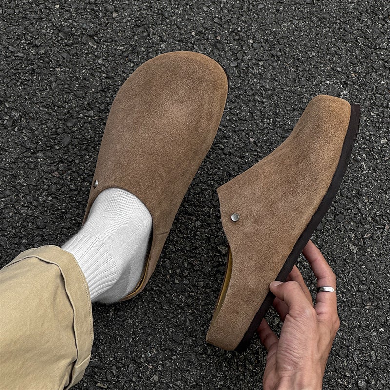Boys Shoes Home Slippers Lazy Birkenan Shoes Slip-On Genuine Leather Flat Shoes Casual Men'S Shoes - Image 4