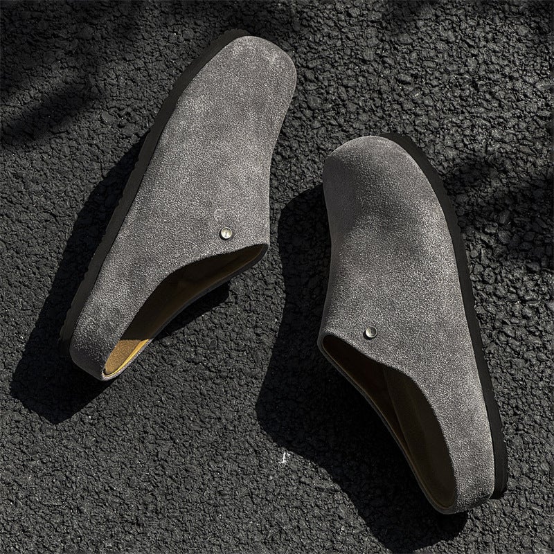 Boys Shoes Home Slippers Lazy Birkenan Shoes Slip-On Genuine Leather Flat Shoes Casual Men'S Shoes - Image 2