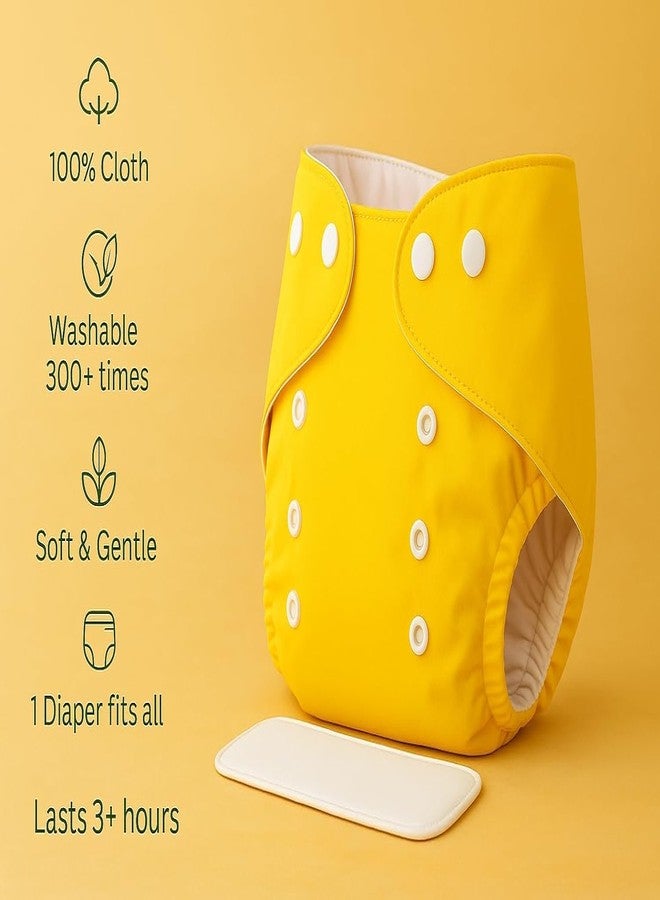 Kritiu Reusable Cloth Baby Diapers with Insert Pads | Soft & Washable Cotton Nappies | Adjustable & Leak Proof | Newborn to Toddler | 3 Diapers + 2 Insert Pads - Image 3