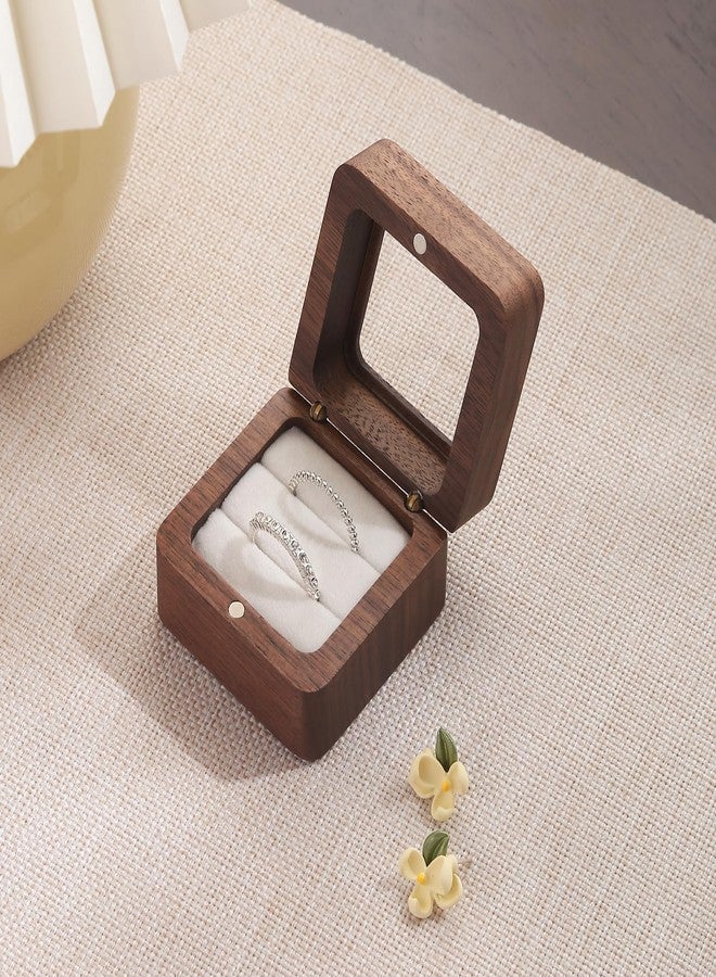 CASEGRACE Wooden Ring Case - Box for Wedding Proposal, Double Slot Ring Holder, Bearer Box Gift, Earrings Holder, White - Image 2