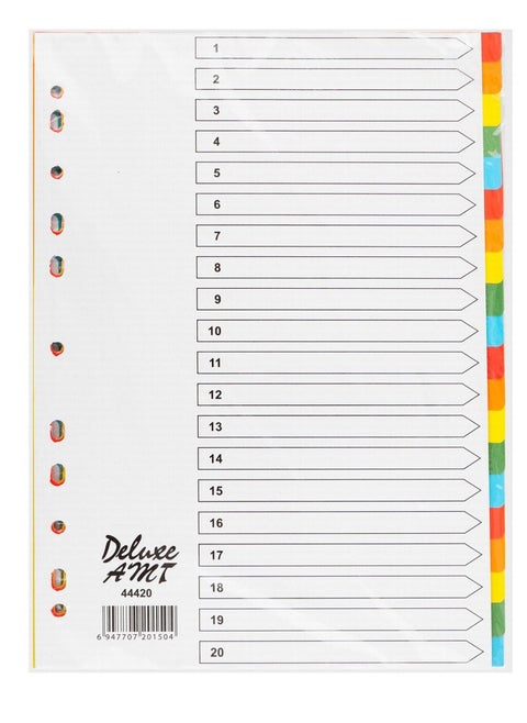 Paper File Divider Tabs With Twenty Divisions Without Number Multicolour
