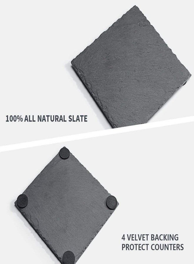 STORE 2508 Store2508 Natural Slate Stone Coasters, 10x10 Cm, Pack of 8 - Image 5