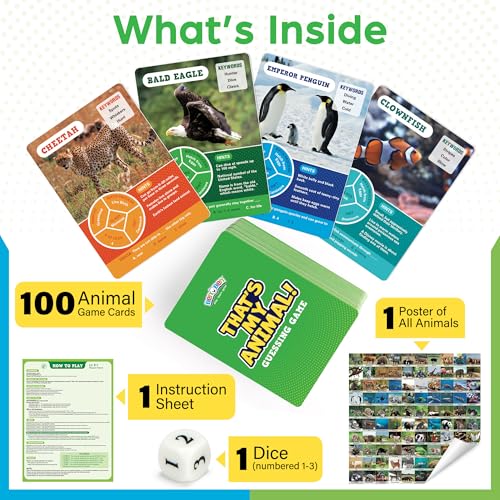 BenBen Guess The Animal Card Games for Kids Family 100 Cards Educational Board Games for Travel Classroom Camping Party Car Airplane Road Trip Activities for Boys Girls Ages 5 - Image 5