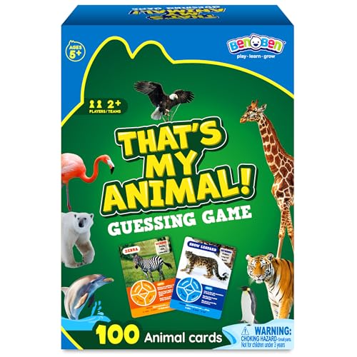 BenBen Guess The Animal Card Games for Kids Family 100 Cards Educational Board Games for Travel Classroom Camping Party Car Airplane Road Trip Activities for Boys Girls Ages 5 - Image 1