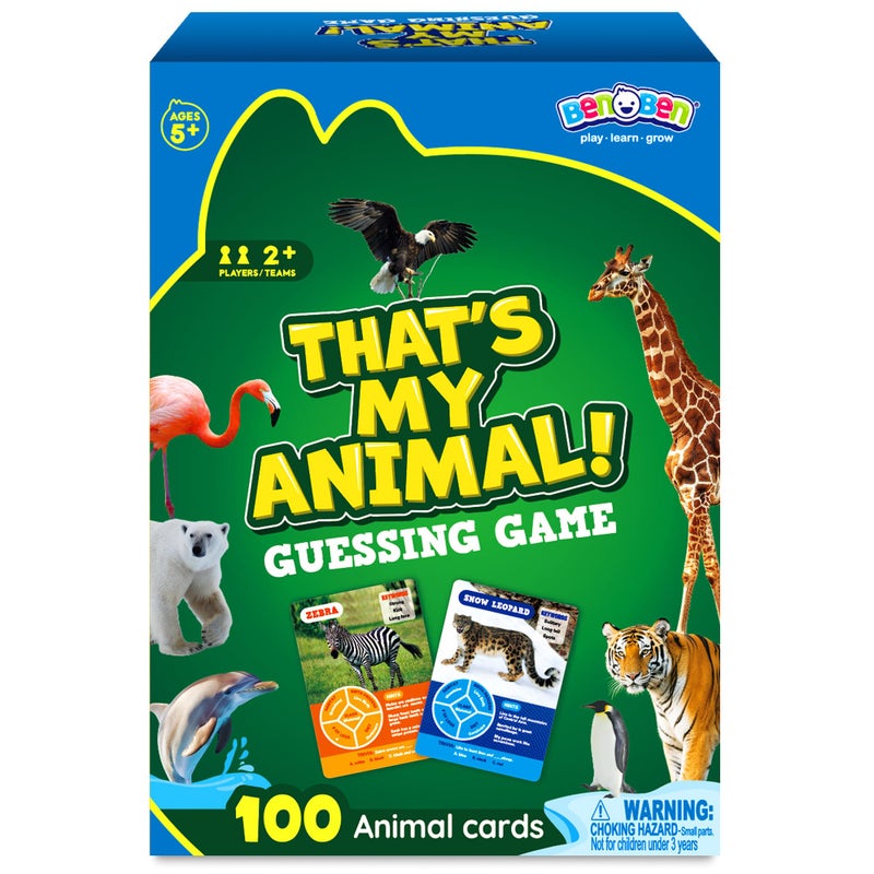 BenBen Guess The Animal Card Games for Kids Family 100 Cards Educational Board Games for Travel Classroom Camping Party Car Airplane Road Trip Activities for Boys Girls Ages 5 - Image 3