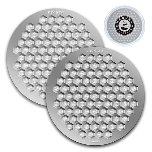NEOUZA V4 Espresso Puck Screen 0.8mm Thickness Honeycomb Mesh Double Layer Black Protective Coating for Coffee Portafilter Basket (2, Silver, 51mm) - Image 1