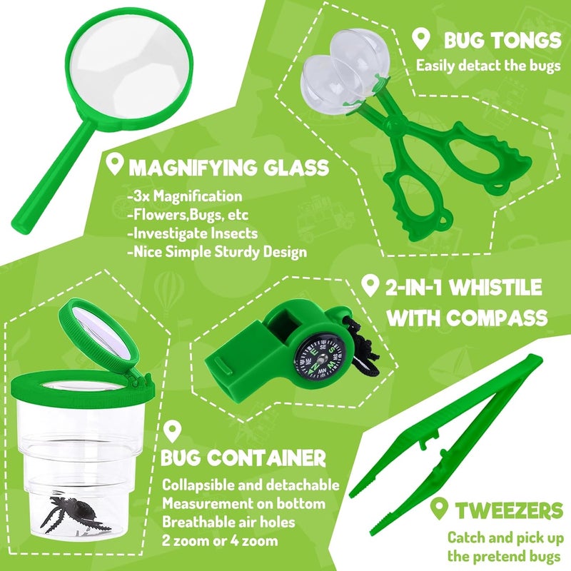 Ginmic Kids Explorer Kit & Bug Catching Kit, 16 Pcs Outdoor Exploration Safari Kit for Kids Camping with Binoculars, Adventure, Hunting, Hiking, Educational Toy Gift for 3-12 Years Old Boys Girls - Image 5