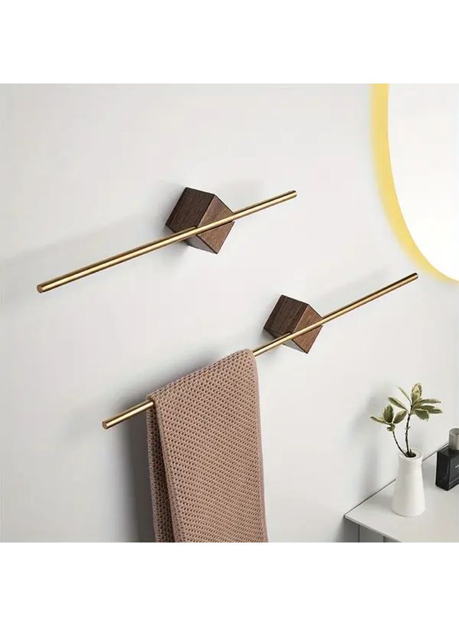 Stainless Steel No Drill Bathroom Towel Rack Walnut Black Acrylic 15.75 Inch Wall Mounted Single Rod Holder For Towels Robes Accessories Modern Minimalist Space Saving Easy Installation - Image 1
