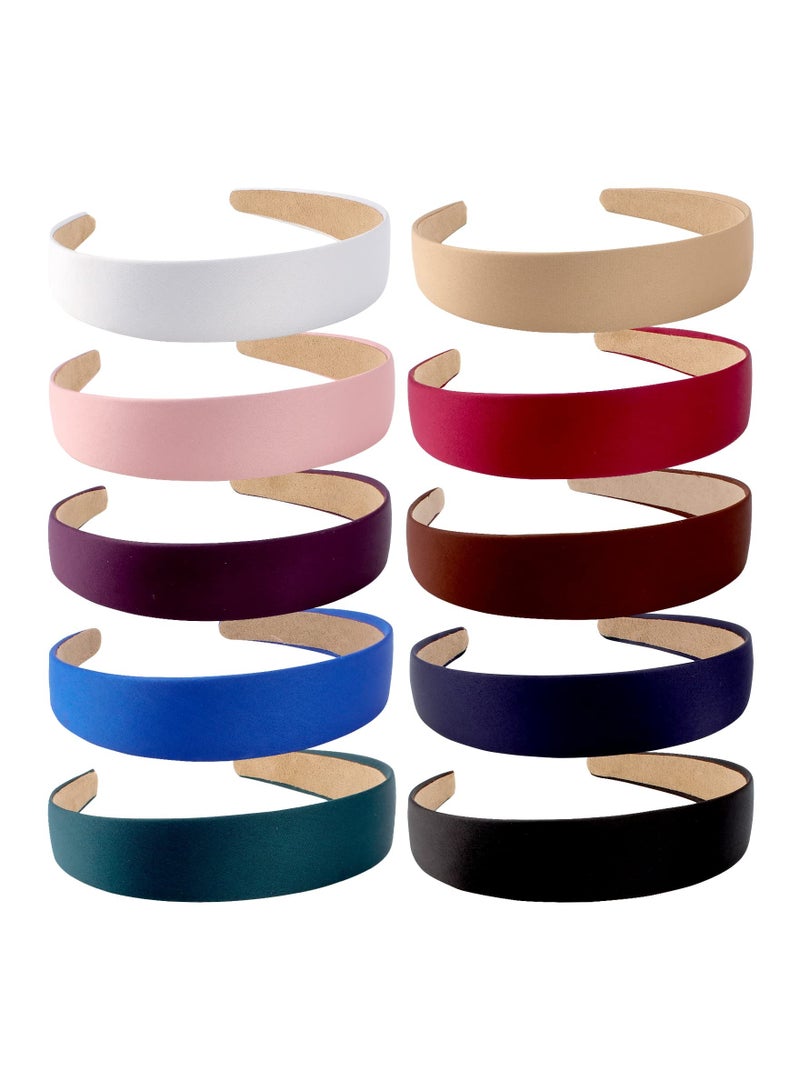 KASTWAVE 10 Pack Satin Headbands DIY Headbands Solid Color Headbands Women's and Girls' Hair Accessories - Image 1
