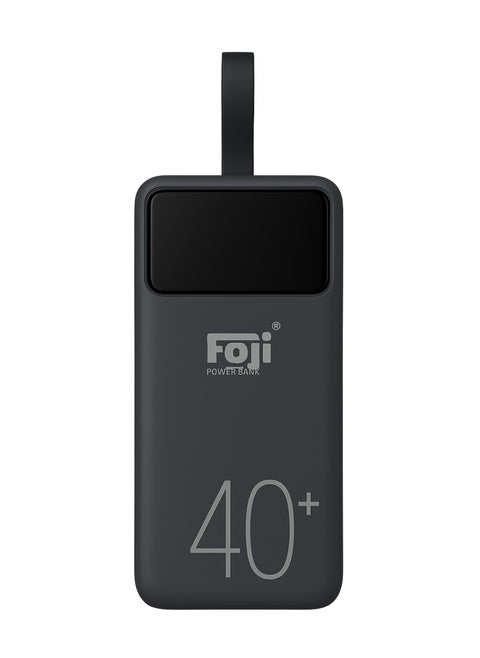 FOJI 40,000mAh Ultra High Capacity Power Bank with PD 20W & QC 3.0 Fast Charging, 4 Output Ports, LED Digital Display – Black