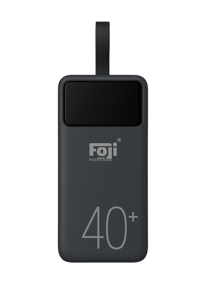Foji FOJI 40,000mAh Ultra High Capacity Power Bank with PD 20W & QC 3.0 Fast Charging, 4 Output Ports, LED Digital Display – Black - Image 1