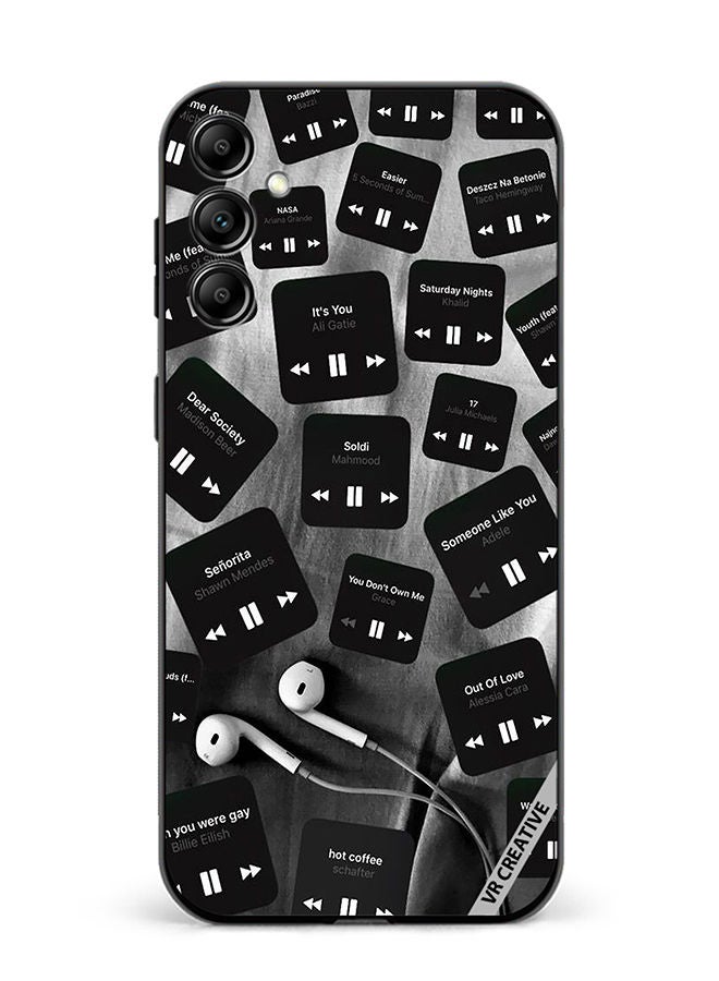 VR CREATIVE Protective Case Cover For Samsung Galaxy A34 Black Music Tags Design Multicolour - Image 1
