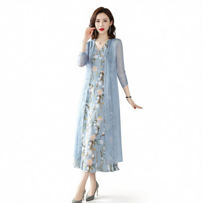Fashion Print Two-Piece Dress Set, Casual Spring Autumn Outfit - Image 2